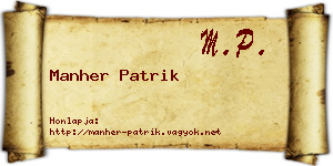 Manher Patrik névjegykártya